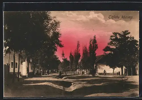 AK Tófalu, Strassenpartie mit Blick zur Kirche