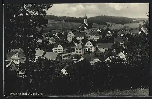 AK Welden bei Augsburg, Panorama mit Kirche