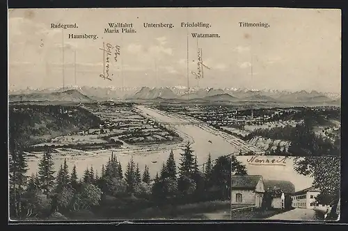 AK Tittmoning, Partie am Gasthaus Nonnreit, Radegund, Haunsberg, Wallfahrt Maria Plain