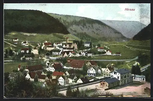 AK Hirsau, Ortstotale mit dem Bahnhof im Vordergrund