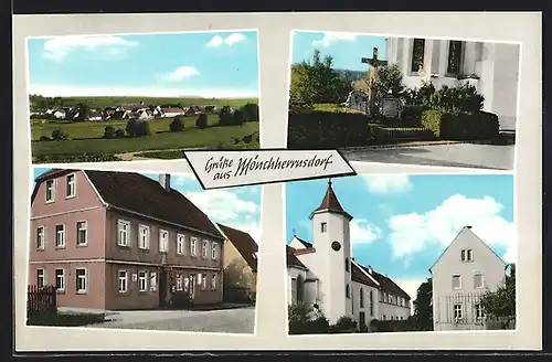 AK Mönchherrnsdorf, Handlung, Kirche, Panorama