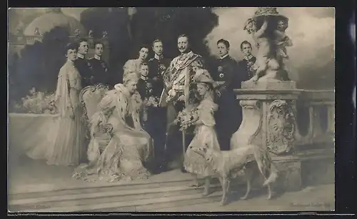AK Deutsche Kaiserfamilie im Schlosspark, Kaiser Wilhelm II.