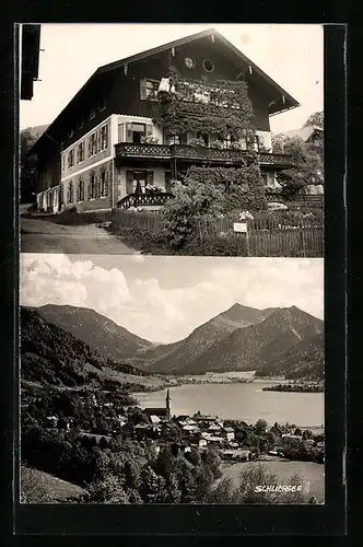 AK Schliersee, Blick auf ein typisches Haus, Ortsansicht mit Schliersee