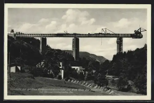 AK Siebenlehn, die grösste Reichsautobahnbrücke Deutschlands im Muldental