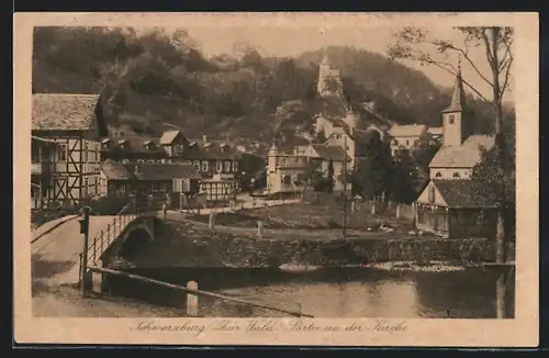 AK Schwarzburg, Strassenpartie an der Kirche