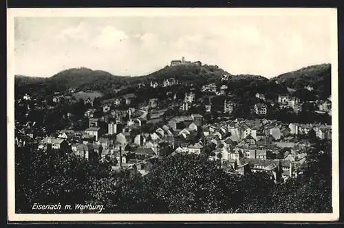 AK Eisenach, Ortsansicht mit Wartburg