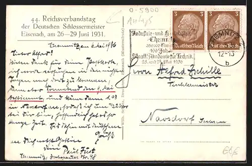 AK Eisenach, Ortsansicht mit Wartburg