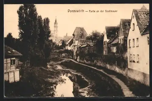 AK Donauwörth, an der Stadtmauer