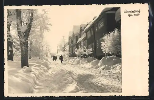 AK Oberweissbach, Strassenpartie im Winter