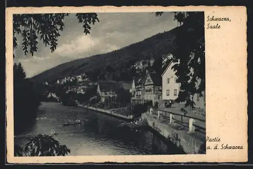 AK Schwarza / Saale, Ortspartie an der Schwarza