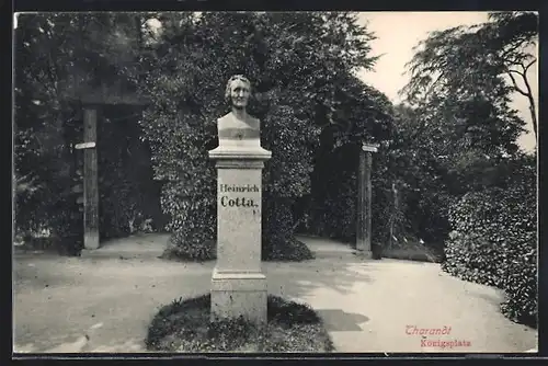 AK Tharandt, Heinrich-Cotta-Statue am Königsplatz