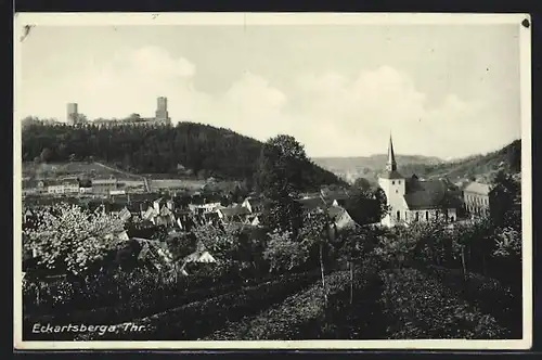 AK Eckartsberga / Thür., Ortsansicht mit Kirche