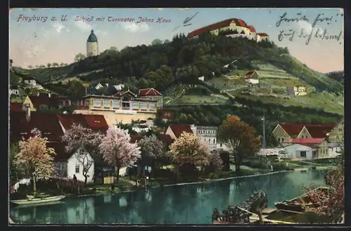 AK Freyburg a. U., Schloss mit Turnvater Jahns Haus