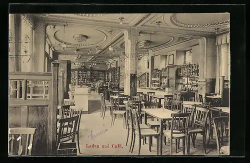 AK Düsseldorf, Hof-Conditorei und Café Hugo Bierhoff, Laden und Café