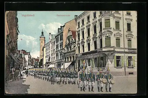 AK Ingolstadt, Regiment in der Donaustrasse, Montage