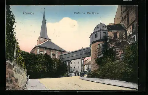 AK Thurnau, Marktplatz, Blick zur Kirche
