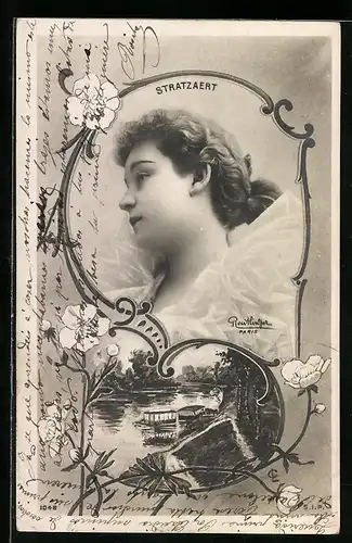 Foto-AK Atelier Reutlinger, Paris: Junge Frau blickt verträumt in die Ferne, Stratzaert