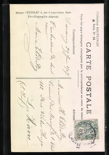 Foto-AK Atelier Reutlinger, Paris: Junge Frau mit grossem Hut