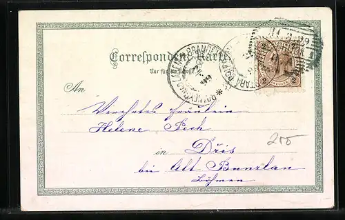 Lithographie Innsbruck, Partie an der Maria Theresienstrasse, Andreas Hofer Monument am Berg Isel