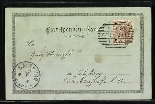 Mondschein-AK Zell am See, Ansicht mit Kitzstienhorn