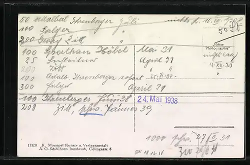 AK Reutte, Reichsstrassse mit Hotel Post und Tabakgeschäft