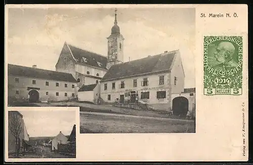 AK St. Marein, Ortspartie und Kirche