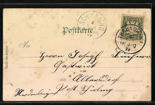 Lithographie Salzburg, Stadtansicht und Elektrischer Aufzug