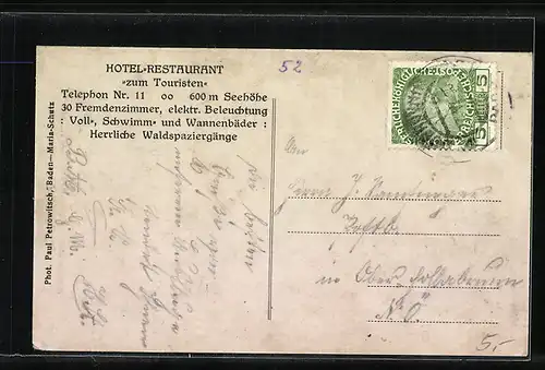 AK Schottwien a. Semmering, Heinrich Waissnix Hotel-Pension Zum Touristen