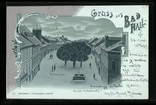 Lithographie Bad Hall, Promenade