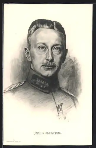 Künstler-AK Kronprinz Wilhelm von Preussen in Uniform mit Eisernem Kreuz