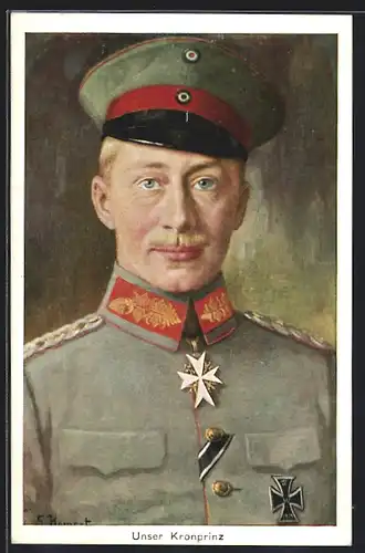 Künstler-AK Kronprinz Wilhelm von Preussen in Uniform mit Orden