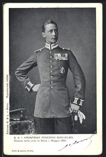 AK Kronprinz Friedrich Wilhelm von Preussen, Ricordo della visita in Roma, Maggio 1903, Besuch in Rom im Mai 1903
