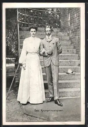 AK Kronprinz Wilhelm von Preussen samt Gemahlin in Zivil