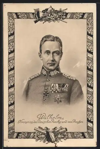 AK Kronprinz Wilhelm von Preussen, Halbporträt in Uniform