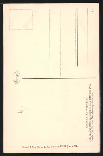 AK Portrait des Kronprinzen Wilhelm von Preussen