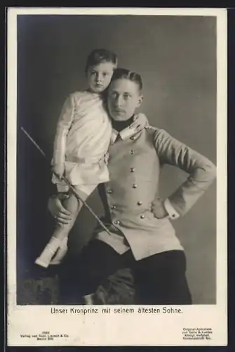 AK Unser Kronprinz mit seinem ältesten Sohn Kronprinz Wilhelm von Preussen