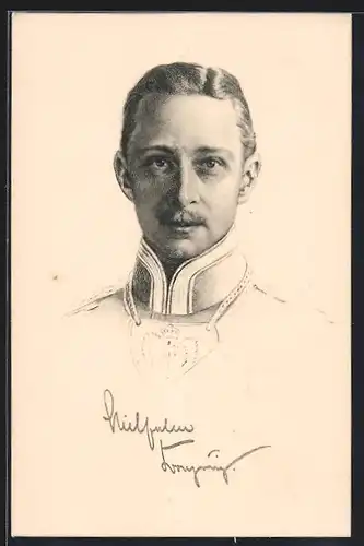 AK Kronprinz Wilhelm von Preussen, Portrait als junger Mann in Uniform