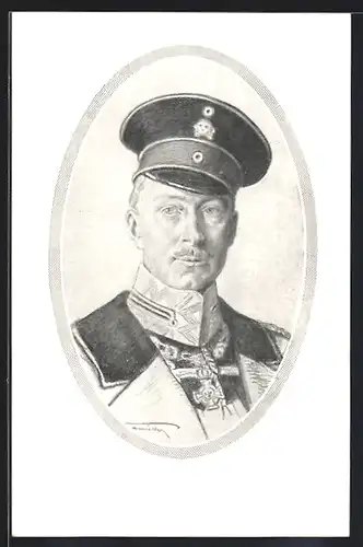 AK Portrait Kronprinz Wilhelm von Preussen in Uniform