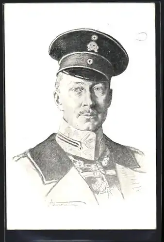 AK Portrait Kronprinz Wilhelm von Preussen in Uniform