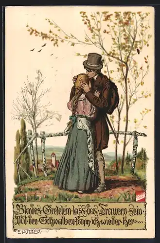 Künstler-AK Ernst Kutzer: Das Gretelein wird getröstet