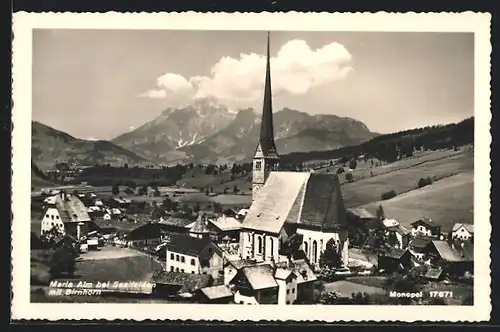 AK Maria Alm b. Saalfelden, Ortsansicht mit Kirche und Birnhorn