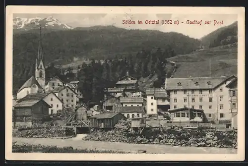 AK Sölden im Oetztal, Ortspartie mit Gasthof zur Post