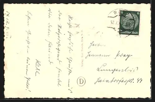 AK Retz, Hauptplatz mit Pestsäule und Rathaus