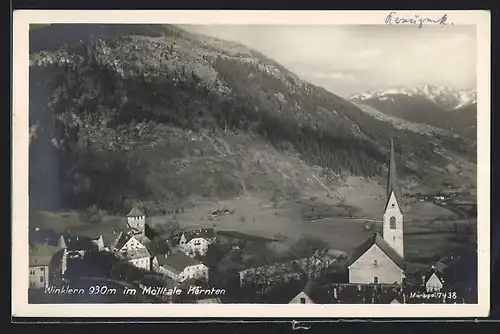 AK Winklern, Ortsansicht mit Kirche aus der Vogelschau