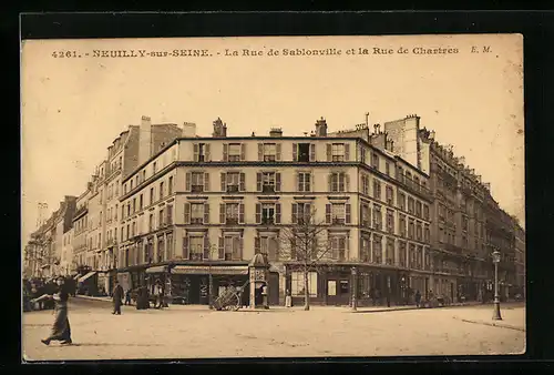 AK Neuilly-sur-Seine, La Rue de Sablonville et la Rue de Chartres