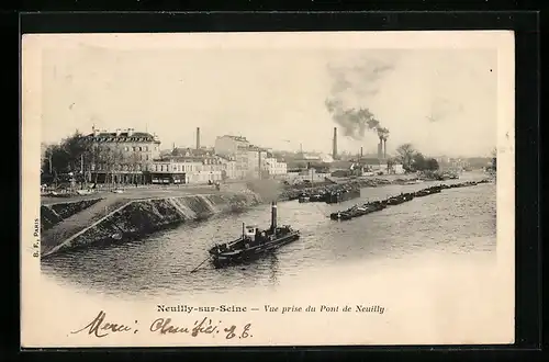 AK Neuilly-sur-Seine, vue prise du Pont de Neuilly