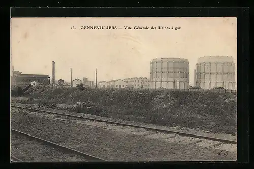 AK Gennevilliers, Vue Gènèrale des Usines à gaz