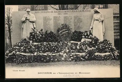 AK Bagneux, Souvenir de L`Inauguration du Monument