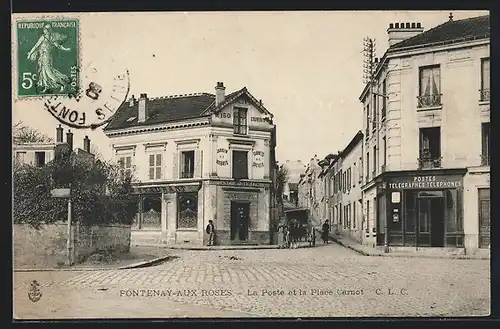 AK Fontenay-aux-Roses, La Poste et la Place Carnot