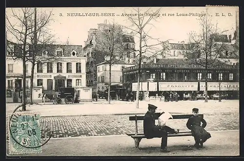 AK Neuilly-sur-Seine, Avenue de Neuilly et rue Louis-Philippe